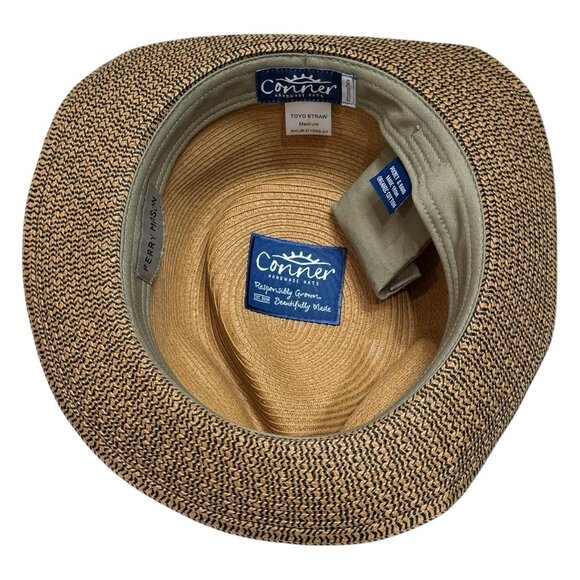 Conner Handmade Hats Madeira Coastal Straw Fedora Hidden Pocket Men’s M - Picture 5 of 11